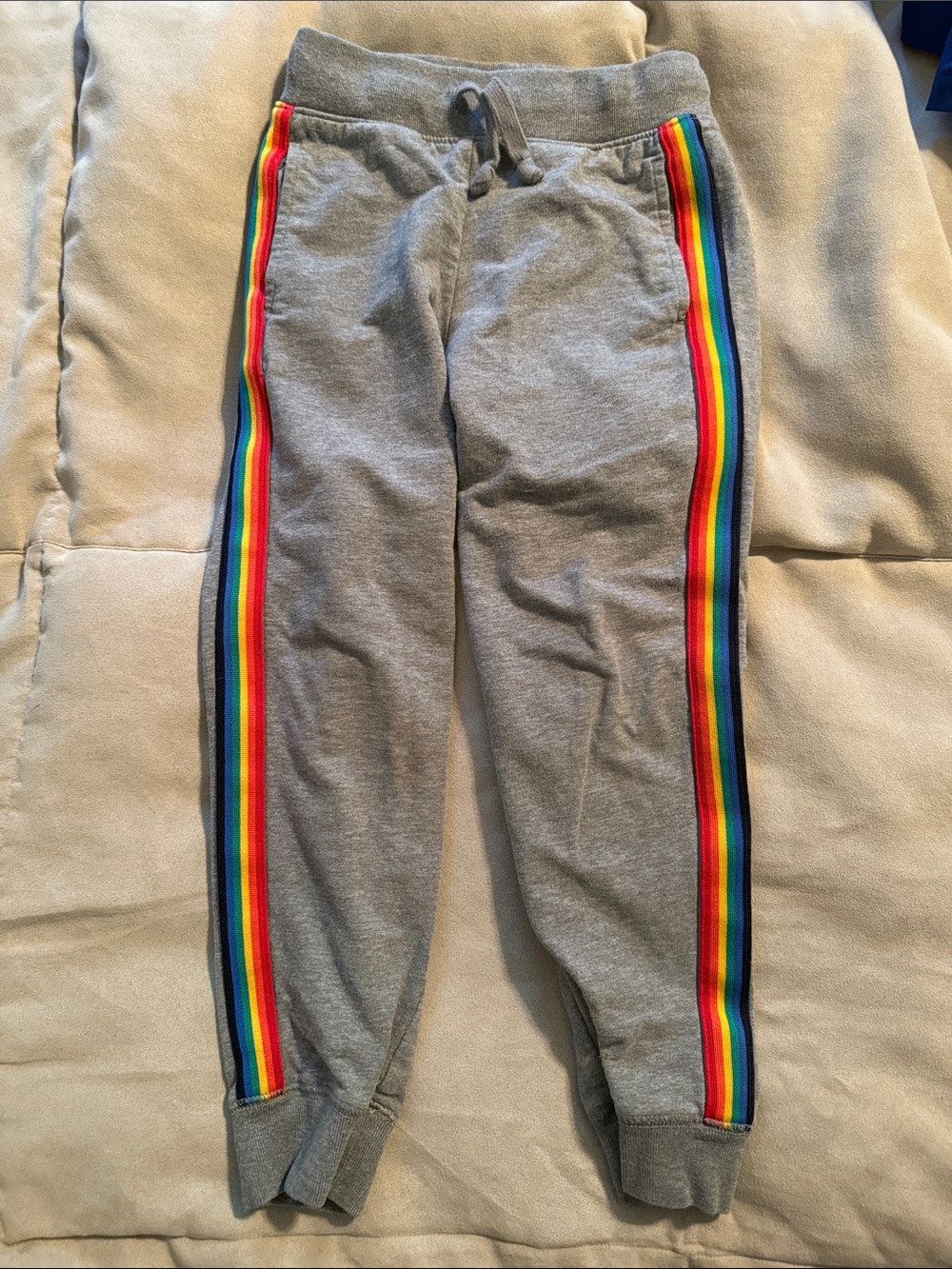 Primary Kids Gray Jogger Pants with Rainbow Side Stripes